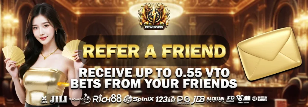 powerspin777 refer a friend banner